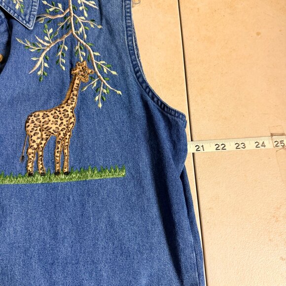 ๐ฆ TanTrums Embroidered Denim Vest Safari Giraffe Elephant Nature Boho - Picture 7 of 8